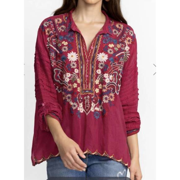 NEW JOHNNY WAS aubrette blouse in raspberry - Picture 1 of 1
